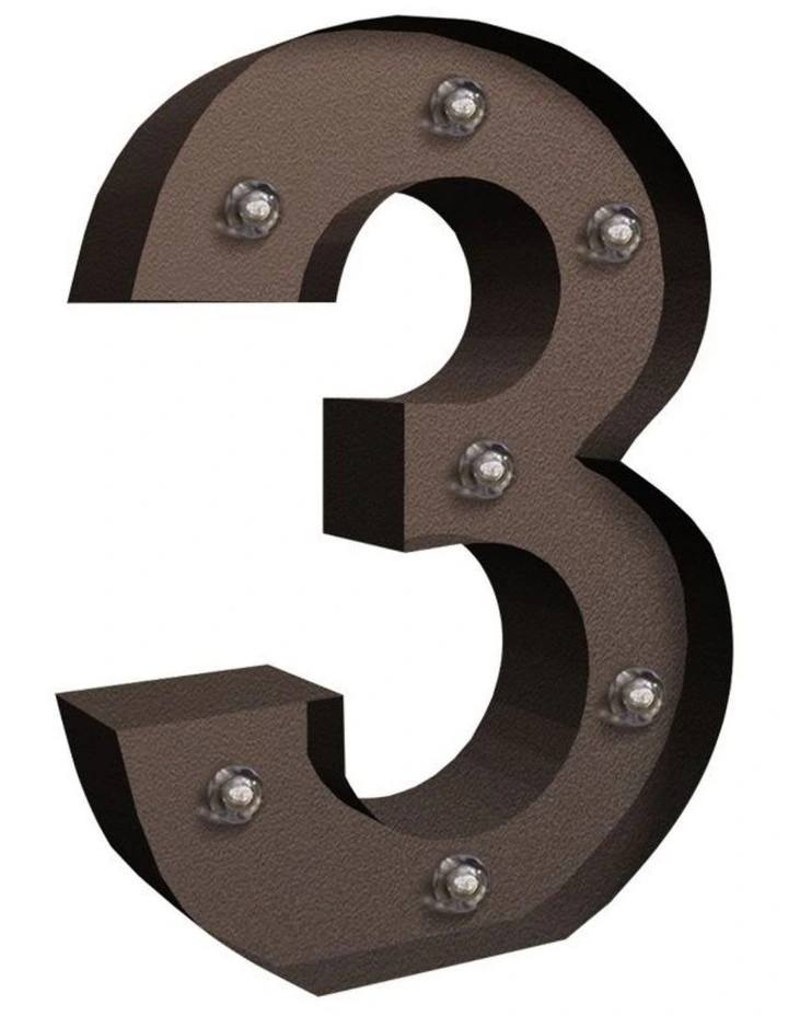 Traderight Group  LED Metal Number Lights Free Standing Hanging Marquee Event Party Decor Number 3 image 1