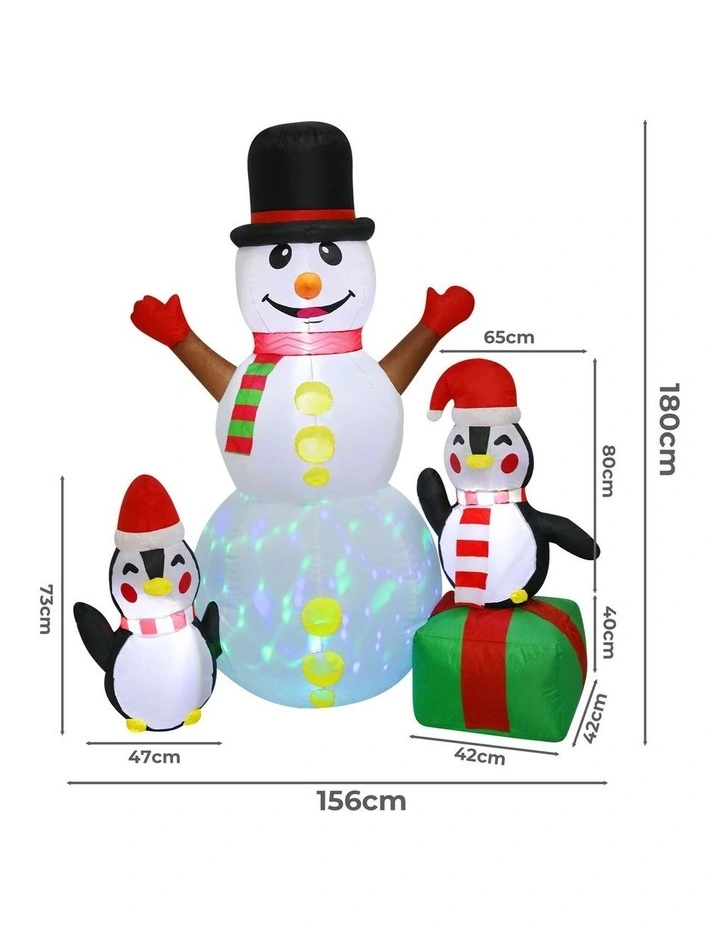 Santaco 1.8m Inflatable Snowman Penguin LED Lights Christmas Outdoor Xmas Decor image 2