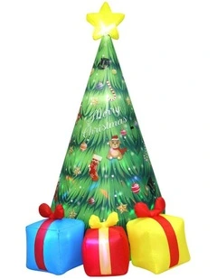 Santaco 2.4m Inflatable Christmas Tree Music Rotated LED Lights Outdoor Decor