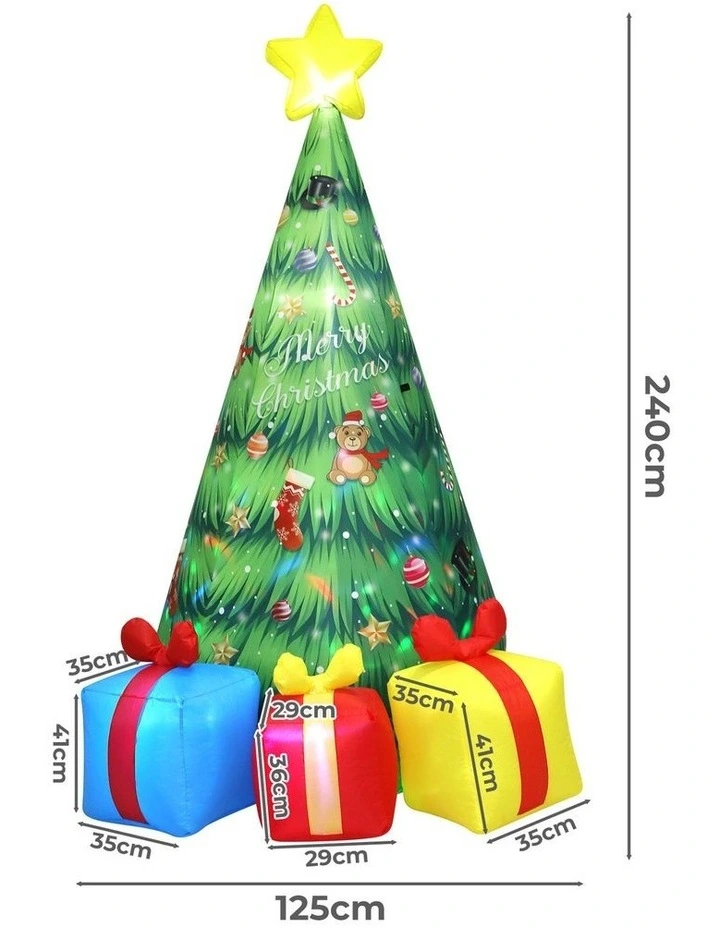 Santaco 2.4m Inflatable Christmas Tree Music Rotated LED Lights Outdoor Decor image 2