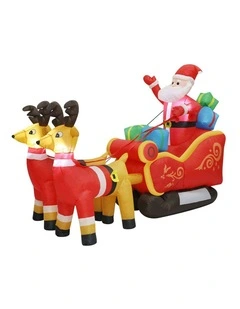 Santaco 2.2m Inflatable Santa Sleigh Reindeer LED Lights Christmas Outdoor Decor