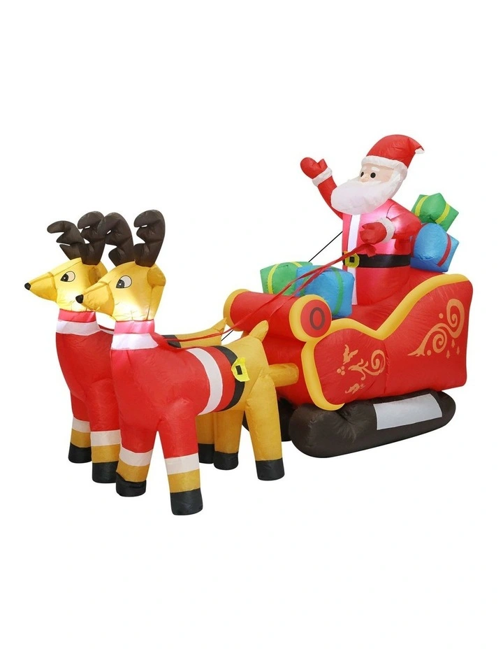 Santaco 2.2m Inflatable Santa Sleigh Reindeer LED Lights Christmas Outdoor Decor image 1