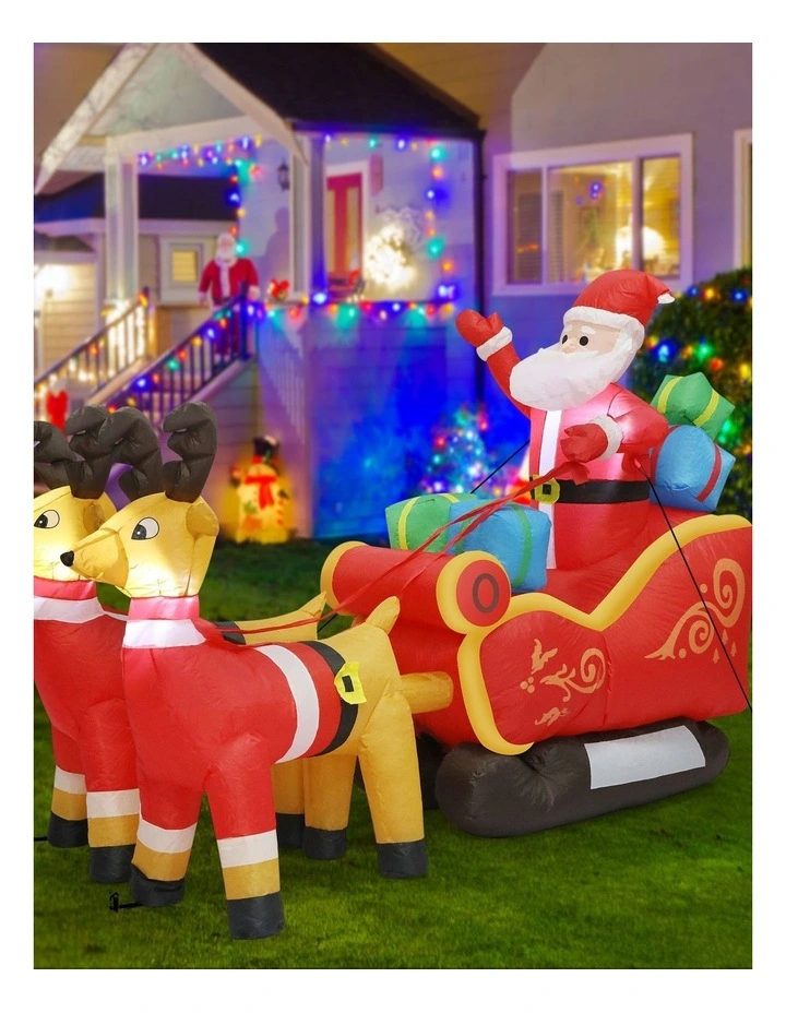 Santaco 2.2m Inflatable Santa Sleigh Reindeer LED Lights Christmas Outdoor Decor image 7