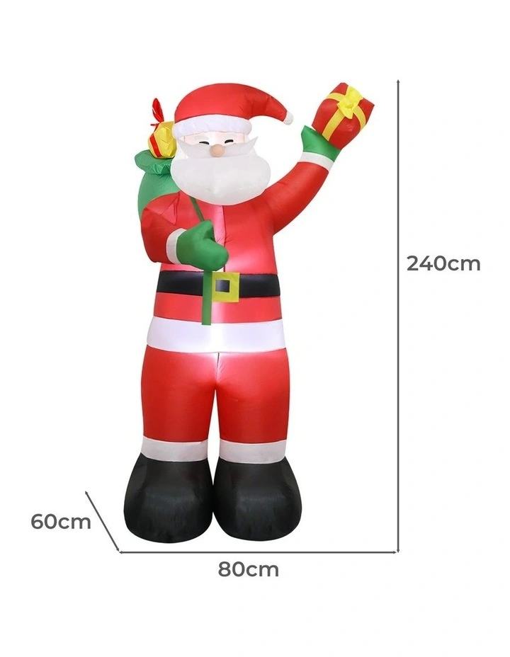 Santaco 2.4m Inflatable Christmas Santa Clauss LED Light Xmas Gift Outdoor Decor image 2
