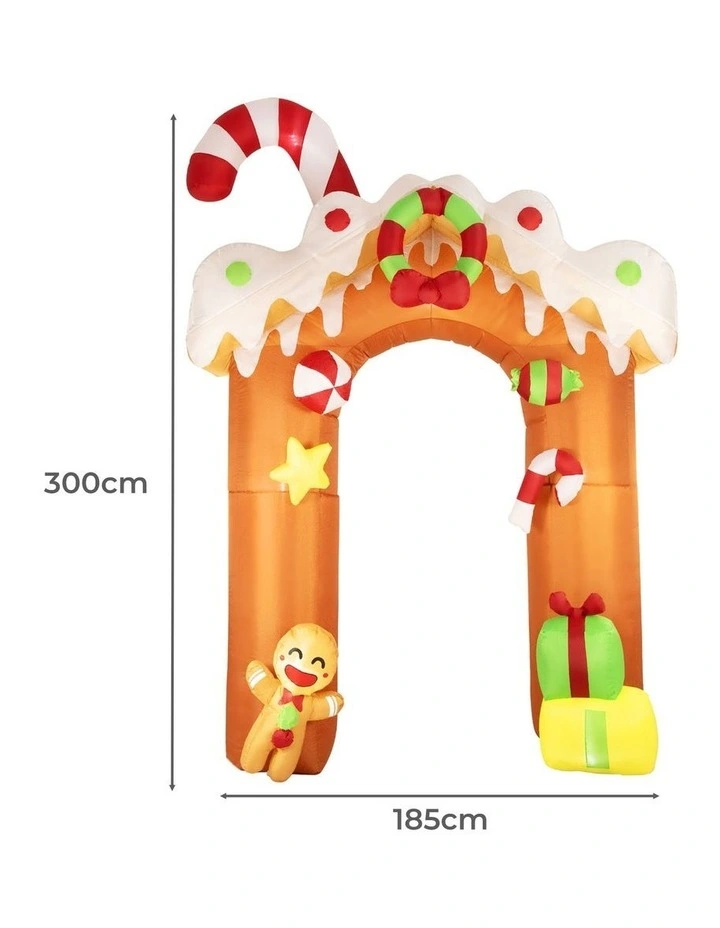 Santaco Christmas Inflatable Arch Way 3m Lighted 18 LED Candy Outdoor Decoration image 2