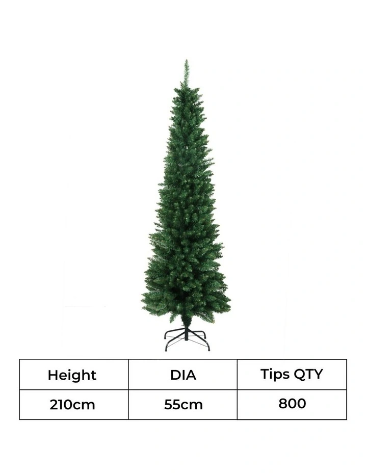Santaco 2.1m Slim Christmas Tree Pencil Lush Tip Garden Outdoor Waterproof Decor image 2