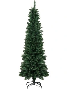 Santaco 1.5m Christmas Tree Pencil Slim Green Decor Indoor Outdoor Metal Stand