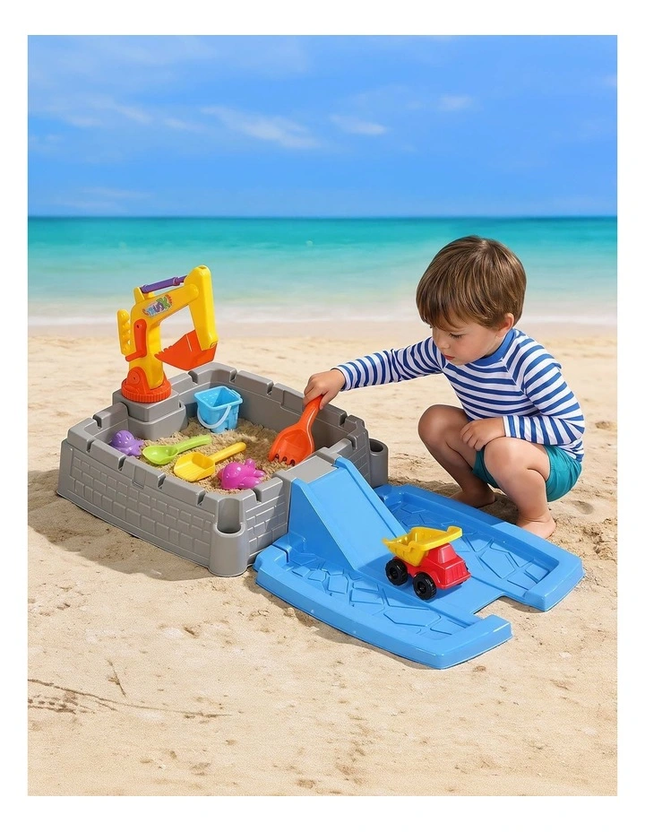 2-in-1 Kids Sandpit Water Table Working Excavator Digger Sensory Play Toys image 3