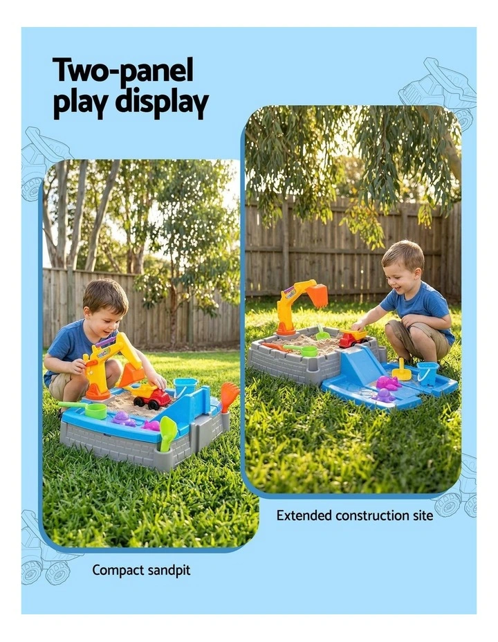 2-in-1 Kids Sandpit Water Table Working Excavator Digger Sensory Play Toys image 5