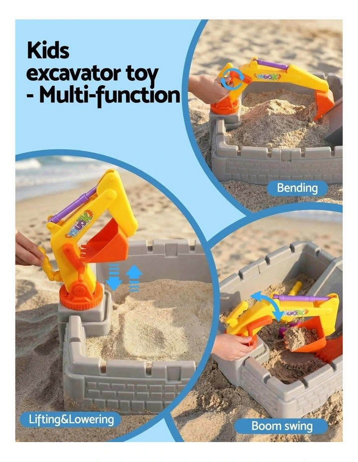 2-in-1 Kids Sandpit Water Table Working Excavator Digger Sensory Play Toys image 6