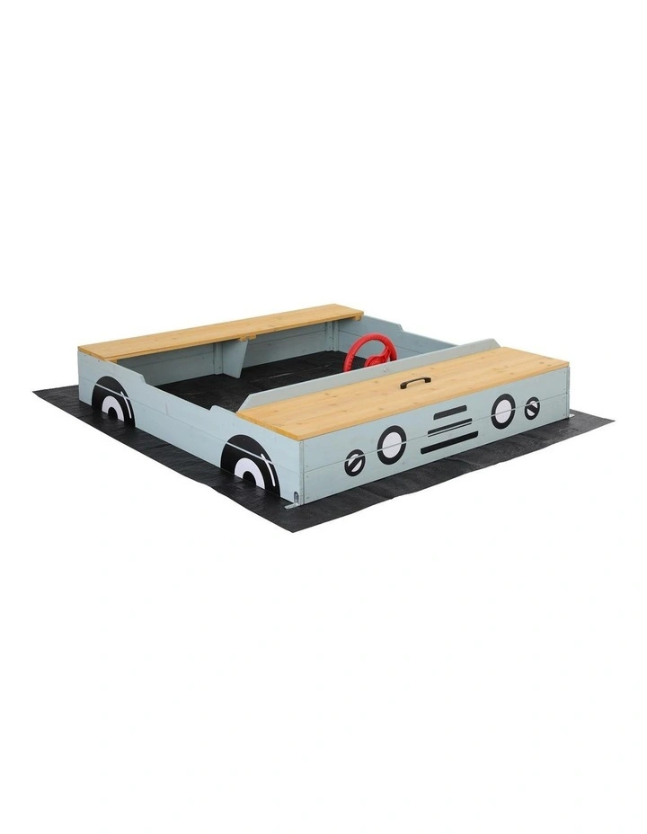 Wooden Car Sandpit Sandbox Outdoor Play Toy 120cm image 1