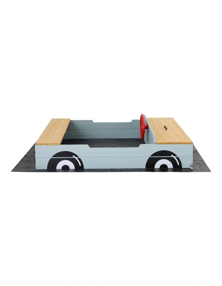 Wooden Car Sandpit Sandbox Outdoor Play Toy 120cm image 2