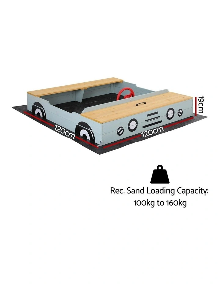 Wooden Car Sandpit Sandbox Outdoor Play Toy 120cm image 4