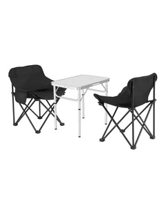 Folding Aluminium Camping Table Chair Set 3-Piece in Multi