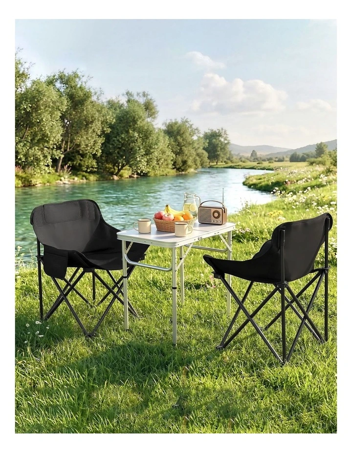 Folding Aluminium Camping Table Chair Set 3-Piece in Multi image 2