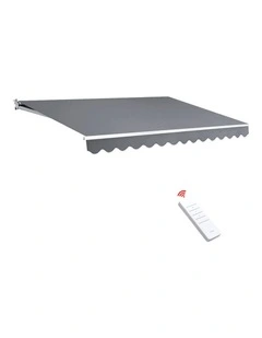 Retractable Folding Arm Awning Motorised Sunshade 4mx3m in Pearl Grey