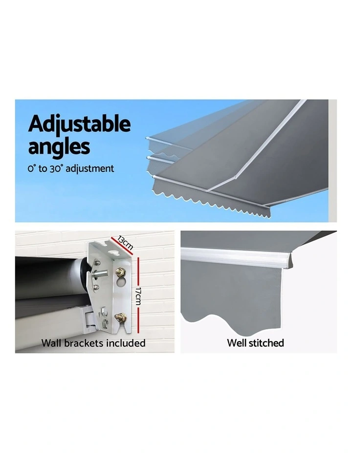 Retractable Folding Arm Awning Motorised Sunshade 4mx3m in Pearl Grey image 7