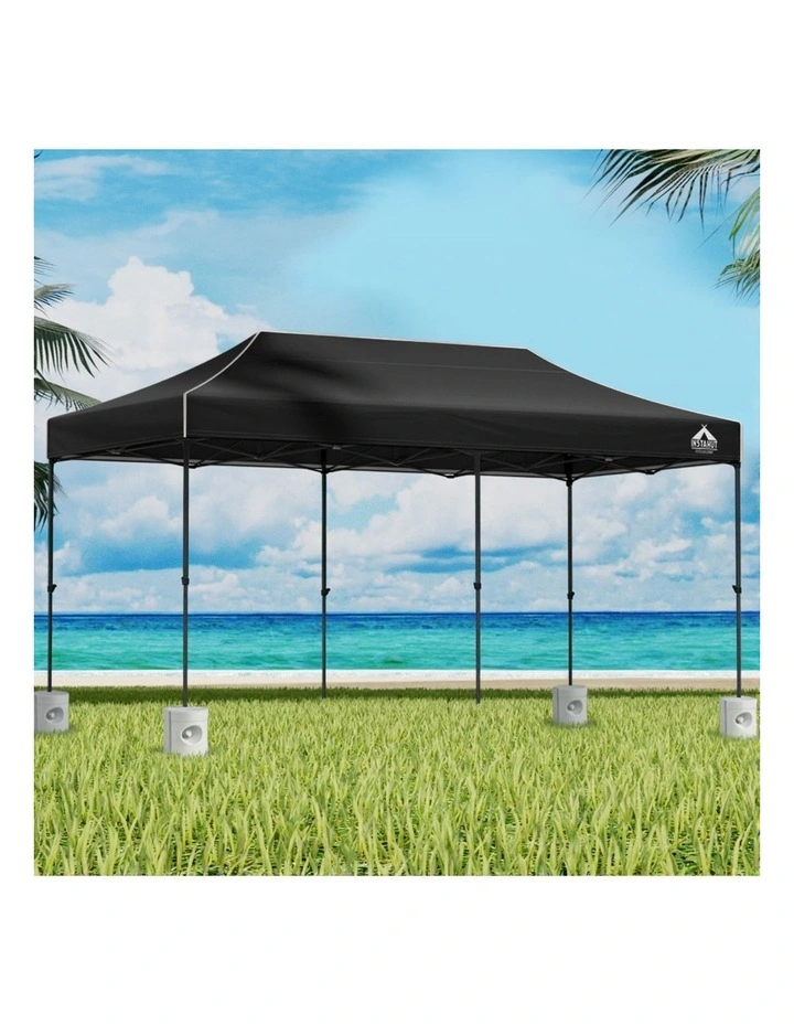 Gazebo Pop Up Marquee Folding Camping Tent 3x6m in Black image 3