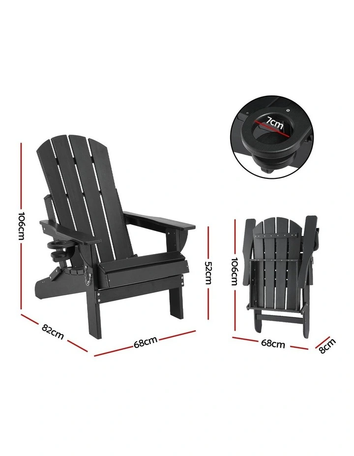 Folding Adirondack Garden Chair in Black image 4