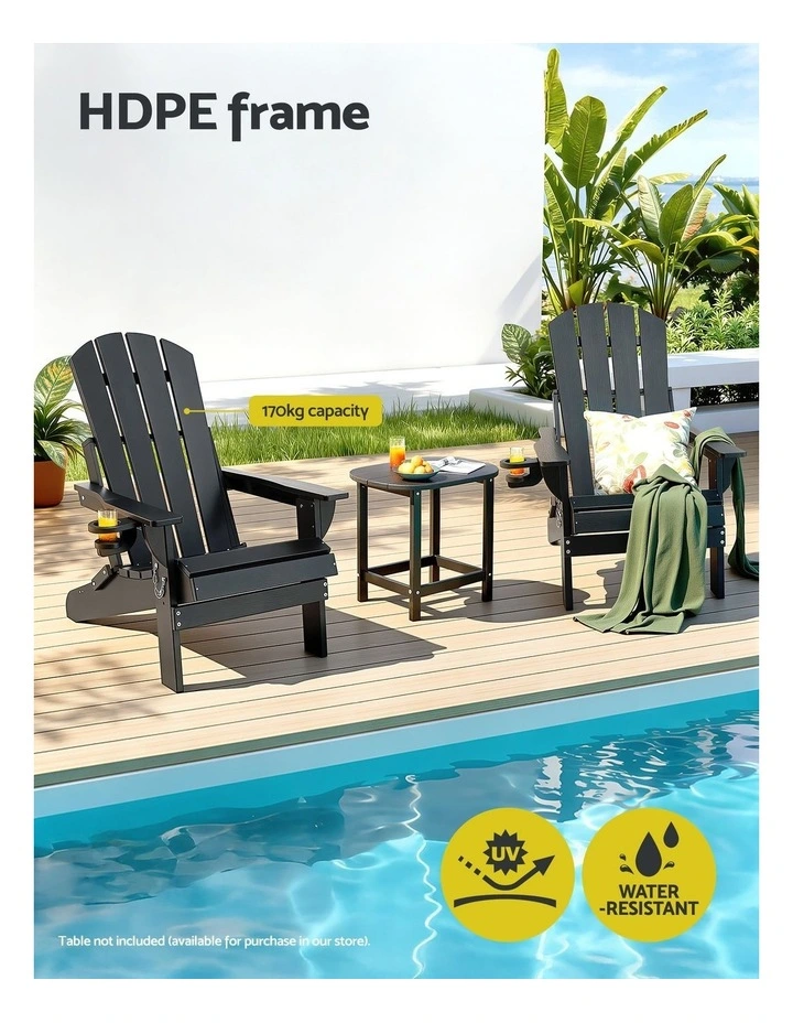 Folding Adirondack Garden Chair in Black image 5
