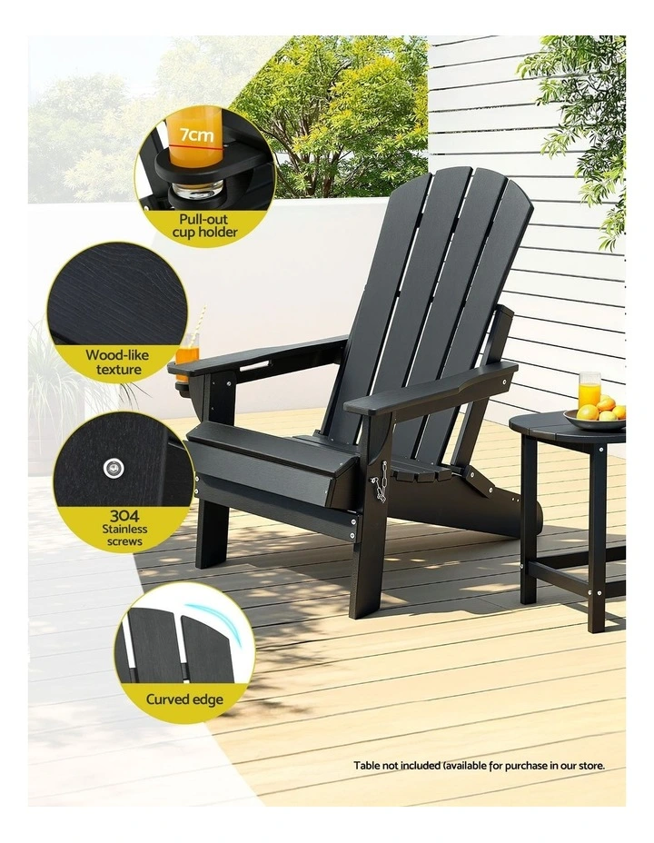 Folding Adirondack Garden Chair in Black image 6