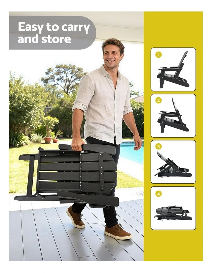 Folding Adirondack Garden Chair in Black image 7