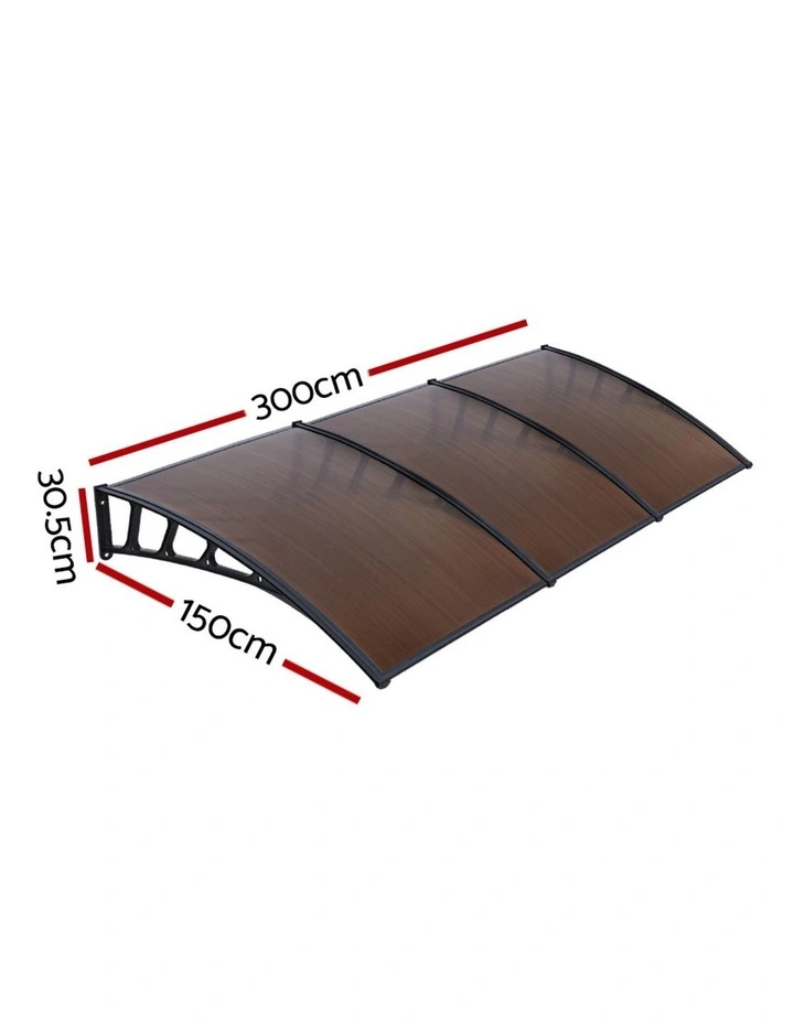 Window Door Awning Canopy Sheet 1.5mx3m in Brown/Black image 2