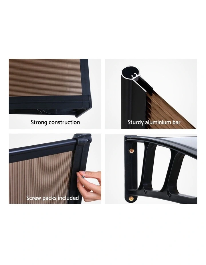 Window Door Awning Canopy Sheet 1.5mx3m in Brown/Black image 7
