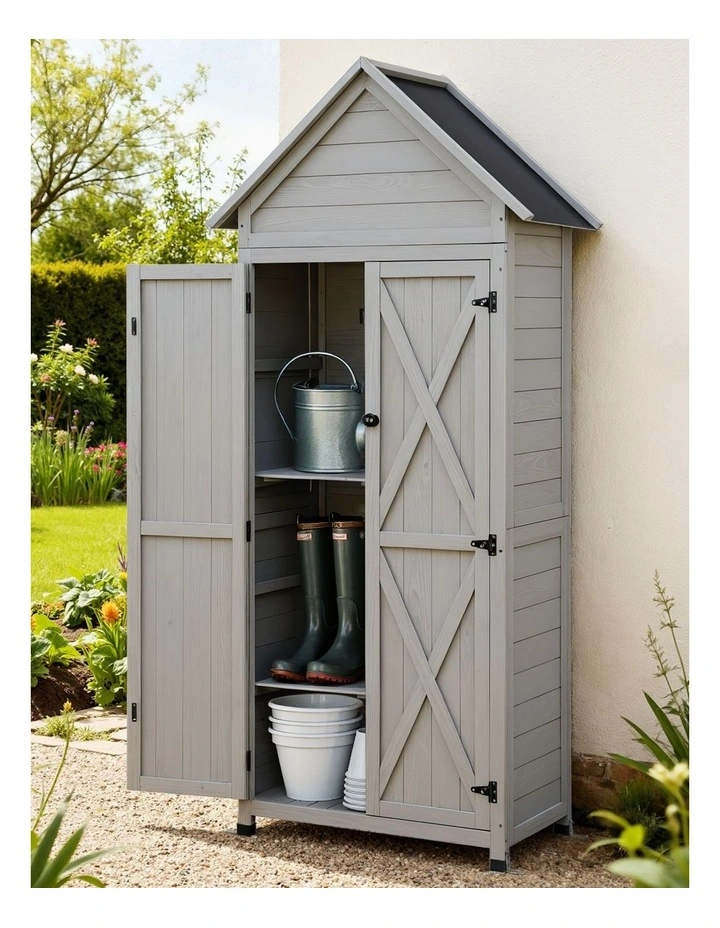 Outdoor Storage Cabinet Cupboard in Grey image 4