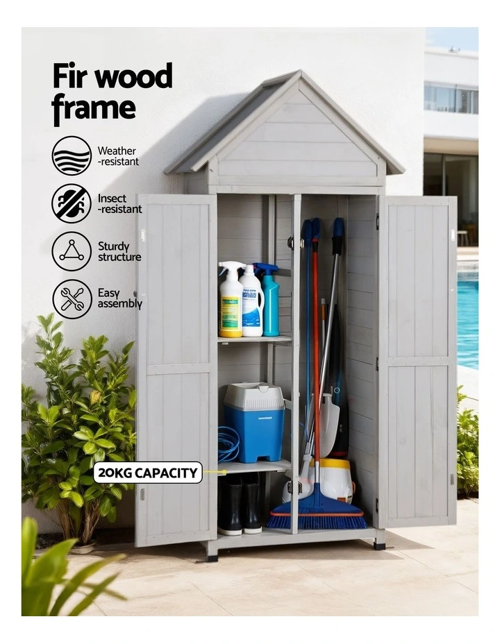 Outdoor Storage Cabinet Cupboard in Grey image 7