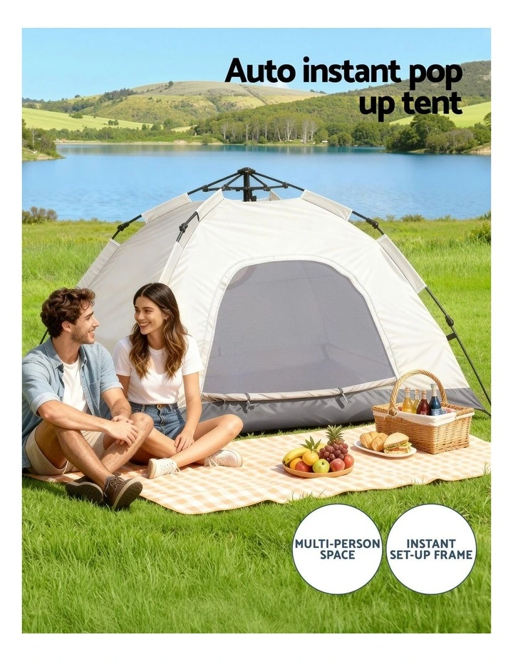 Instant Pop Up Camping Tent 2 Person in Beige image 5