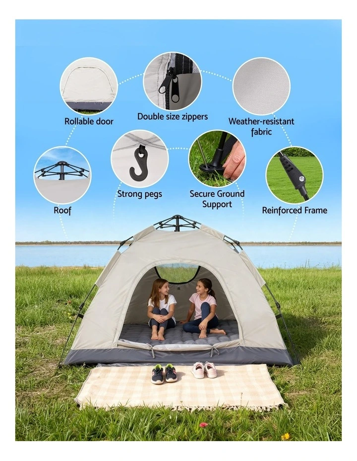 Instant Pop Up Camping Tent 2 Person in Beige image 7