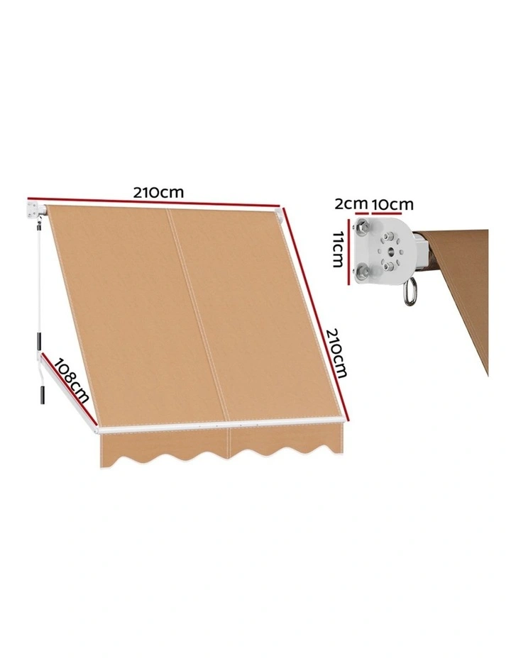 Retractable Pivot Arm Awning Canopy 2.1X2.1m in Beige image 2