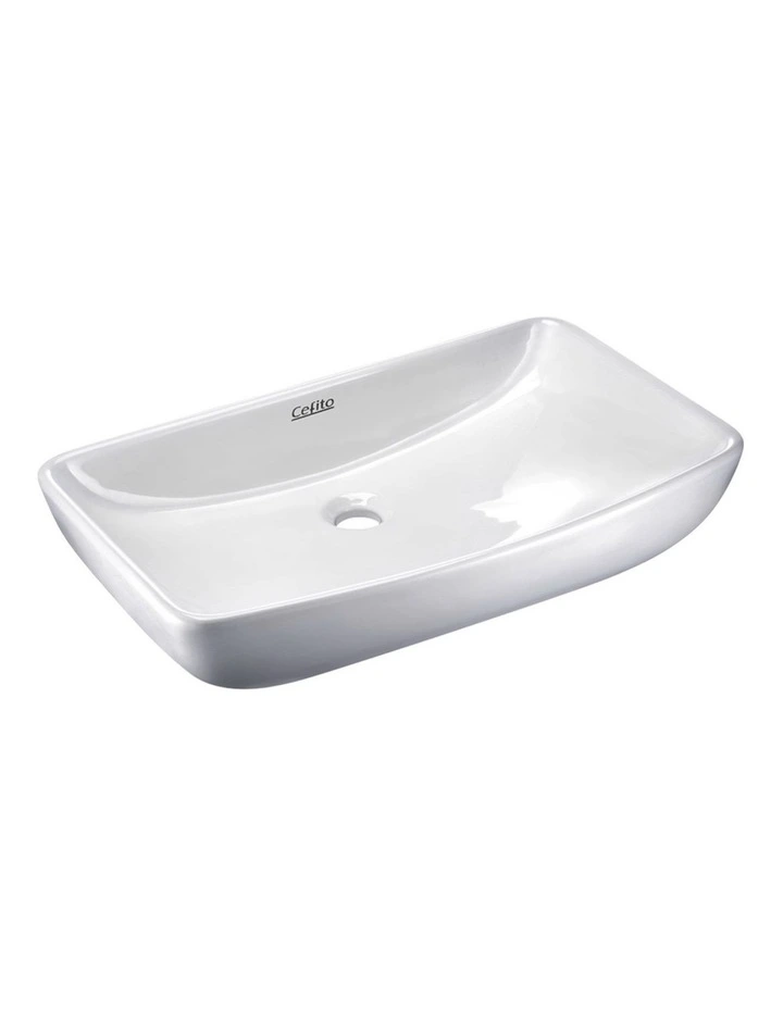 Bathroom Basin Ceramic Vanity Sink 60x38cm in White image 1