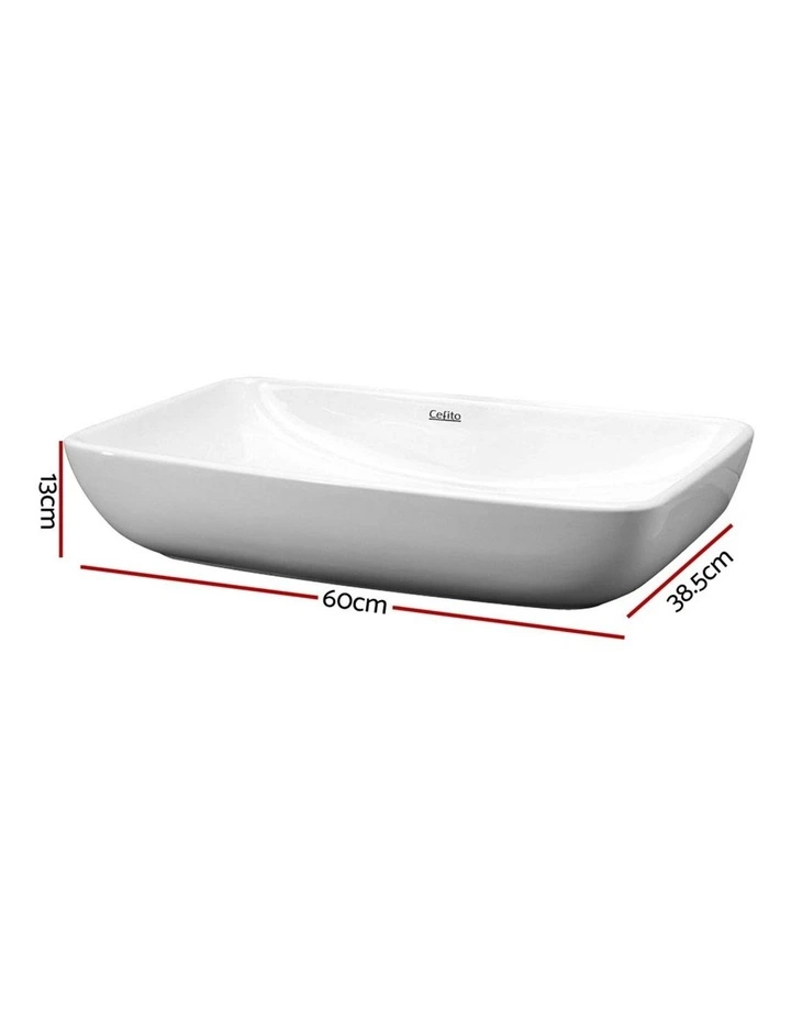Bathroom Basin Ceramic Vanity Sink 60x38cm in White image 2