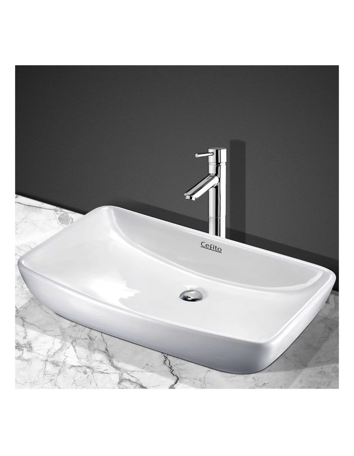 Bathroom Basin Ceramic Vanity Sink 60x38cm in White image 3
