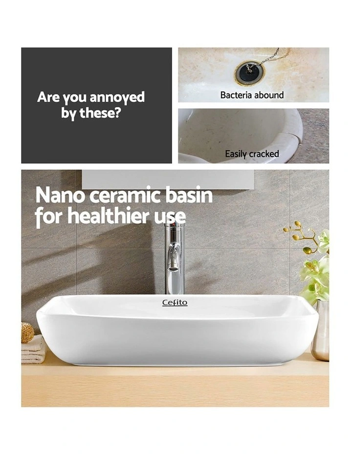 Bathroom Basin Ceramic Vanity Sink 60x38cm in White image 4