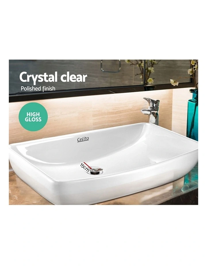 Bathroom Basin Ceramic Vanity Sink 60x38cm in White image 6