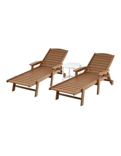 Sun Lounge Table And Chairs Set in Brown