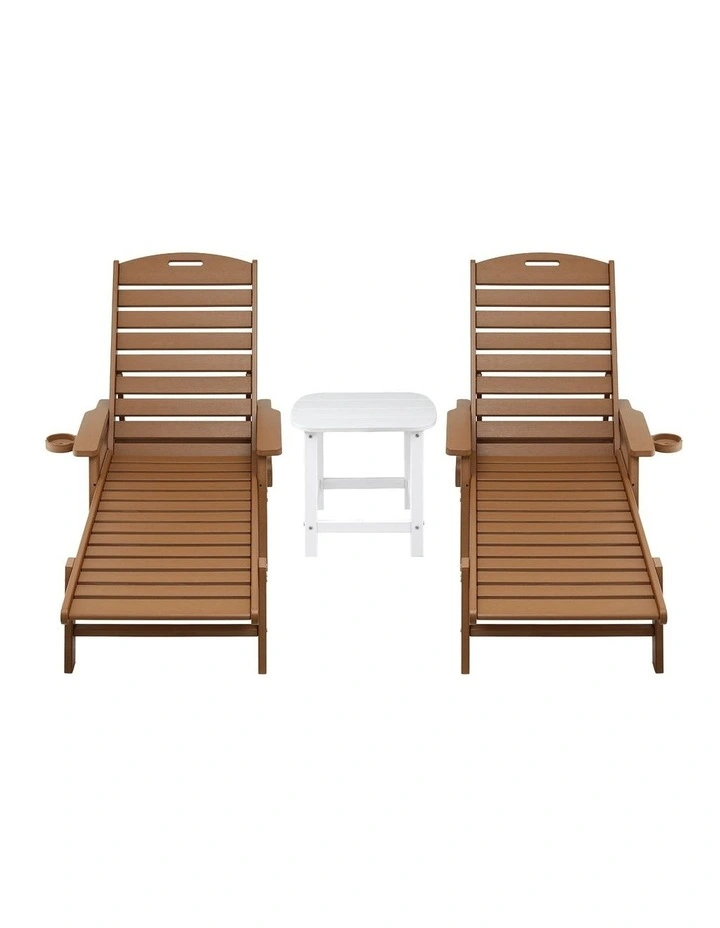 Sun Lounge Table And Chairs Set in Brown image 2