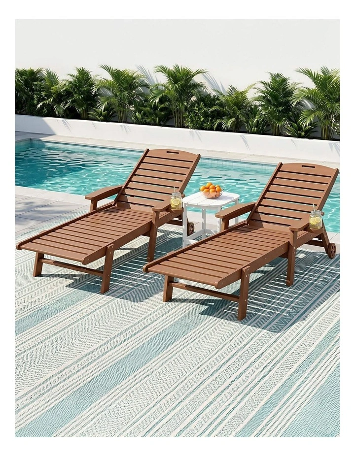 Sun Lounge Table And Chairs Set in Brown image 3