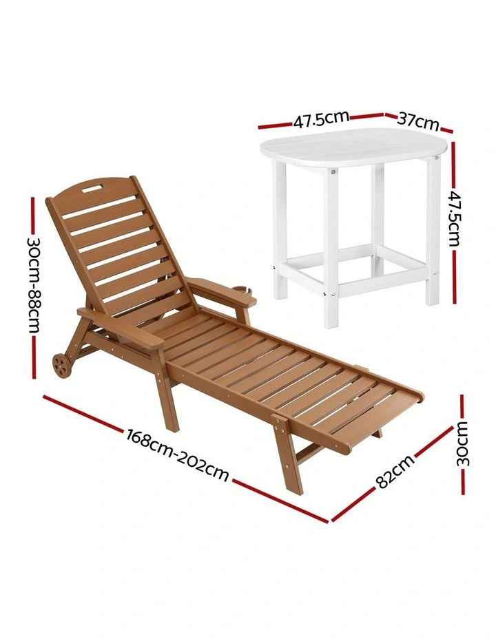 Sun Lounge Table And Chairs Set in Brown image 4