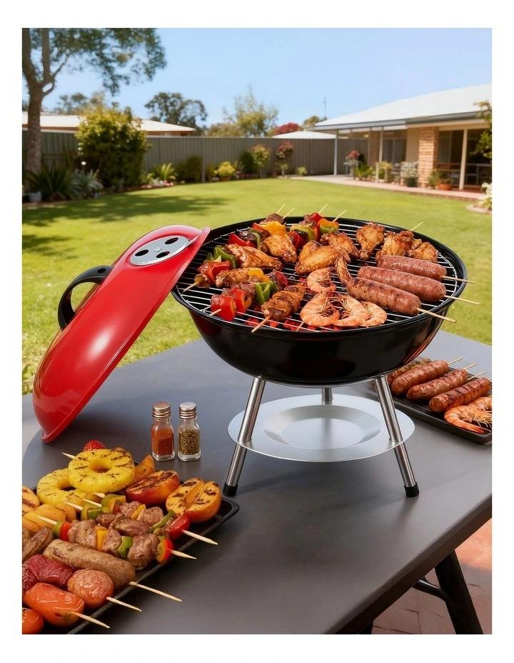 Portable Charcoal BBQ Grill With Lid in Multi image 3