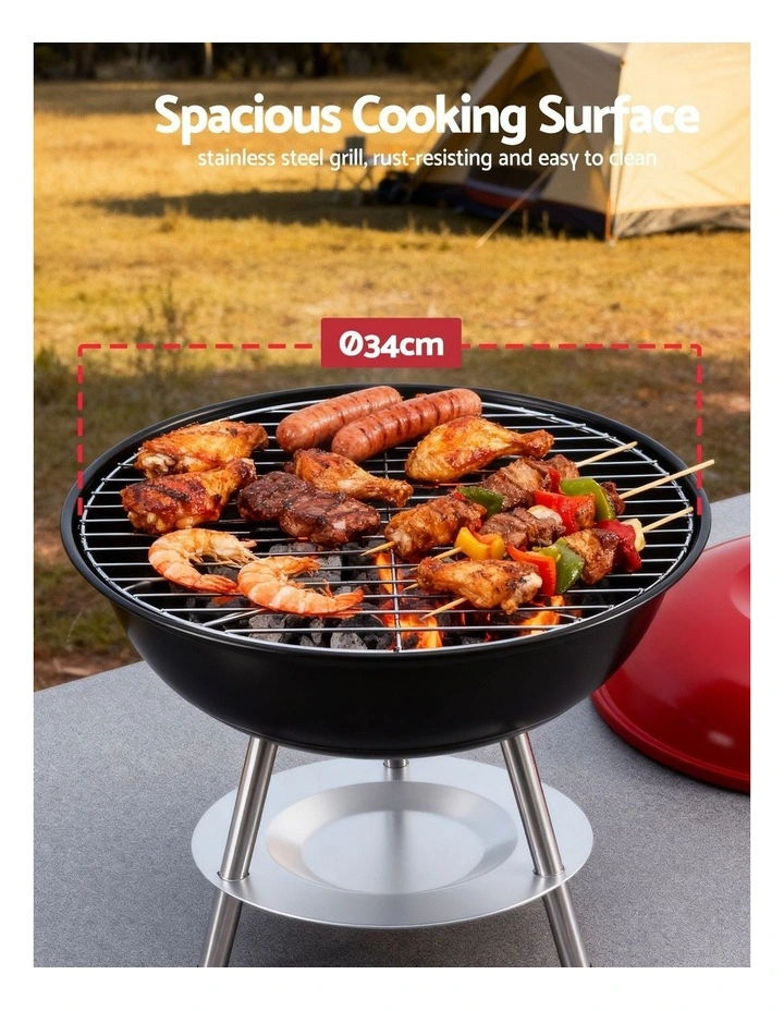Portable Charcoal BBQ Grill With Lid in Multi image 5