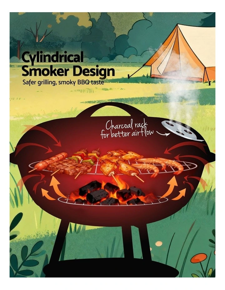 Portable Charcoal BBQ Grill With Lid in Multi image 6