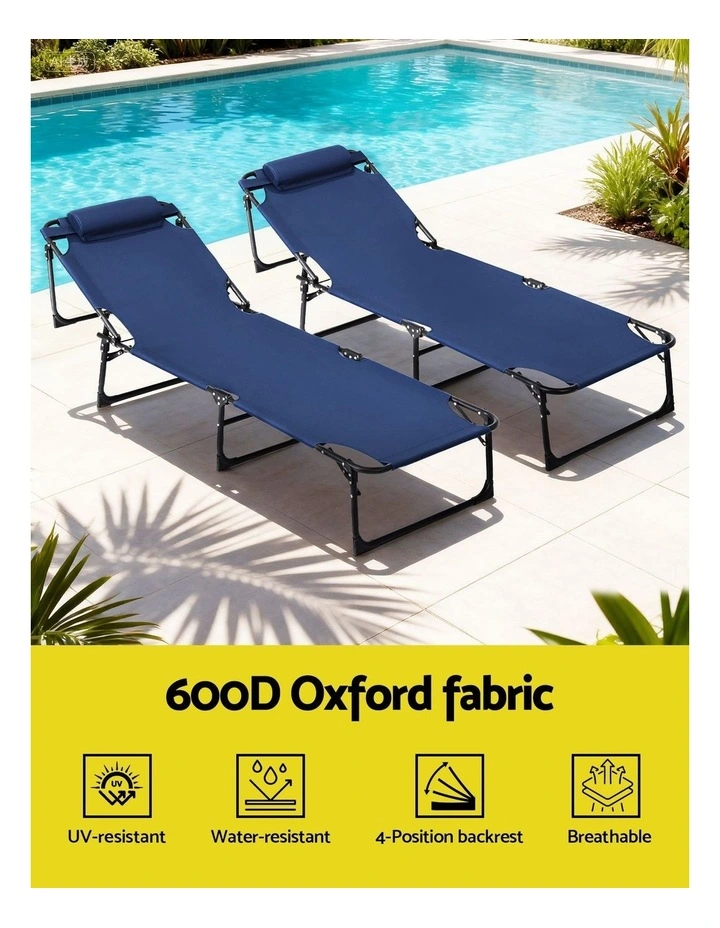 Folding Lounge Beach Chair in Blue image 5