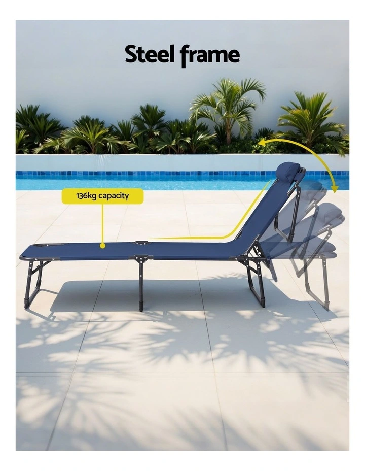 Folding Lounge Beach Chair in Blue image 6
