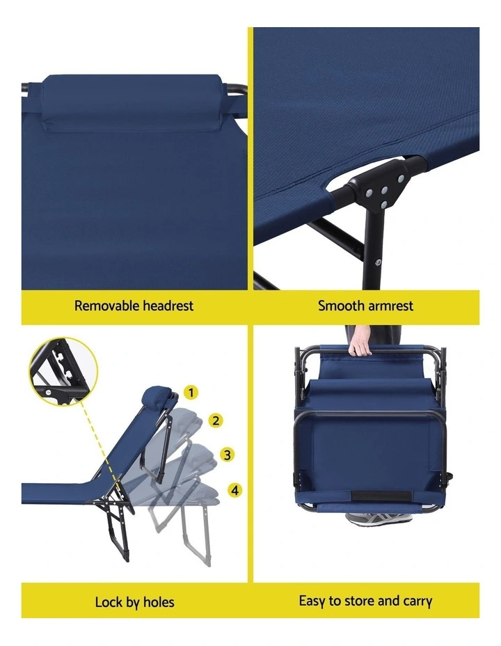 Folding Lounge Beach Chair in Blue image 7