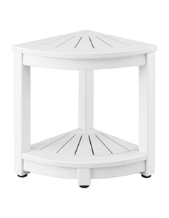 Corner Shower Stool With Storage Shelf in White