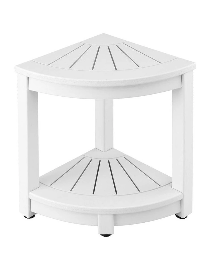 Corner Shower Stool With Storage Shelf in White image 2